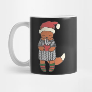 Cute little fox drinking hot chocolate in the cold winterday Mug